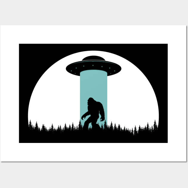 Bigfoot Ufo Abduction Wall Art by Tesszero